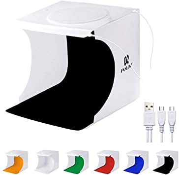 Product Recommendation: Mini Photo Studio Super Bright Photography Light Box Lightbox Portable Shooting Light Tent with 6 Colors Photography Backdrops Waterproof Background Screen Carrying Bag (20 Centimeter)